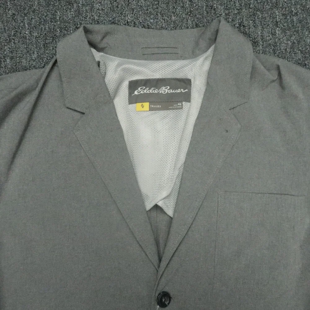Eddie‎ Bauer Jacket Men 46 Gray Travex Voyager II Travel Blazer Vented NWT